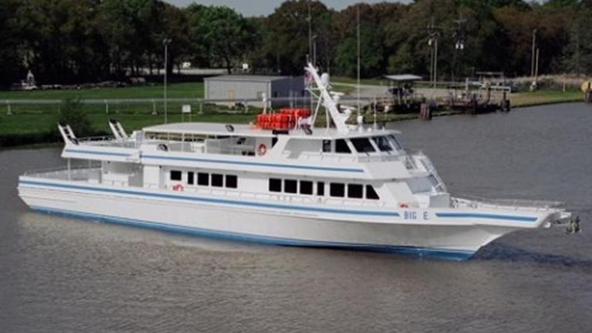 A ferry boat is being transported from St. Thomas for the proposed service between Sarasota Bay and Anna Maria Island.