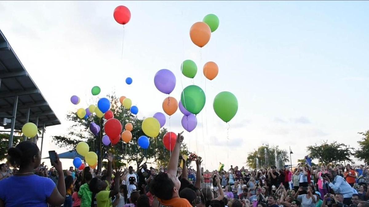 49 children release balloons at a Bradenton vigil on June 15 in honor of the 49 people who lost their lives at the Pulse nightclub shooting in Orlando. Balloon releases of 10 or more in a 24-hour period are illegal in Florida and have been for nearly 30 years.