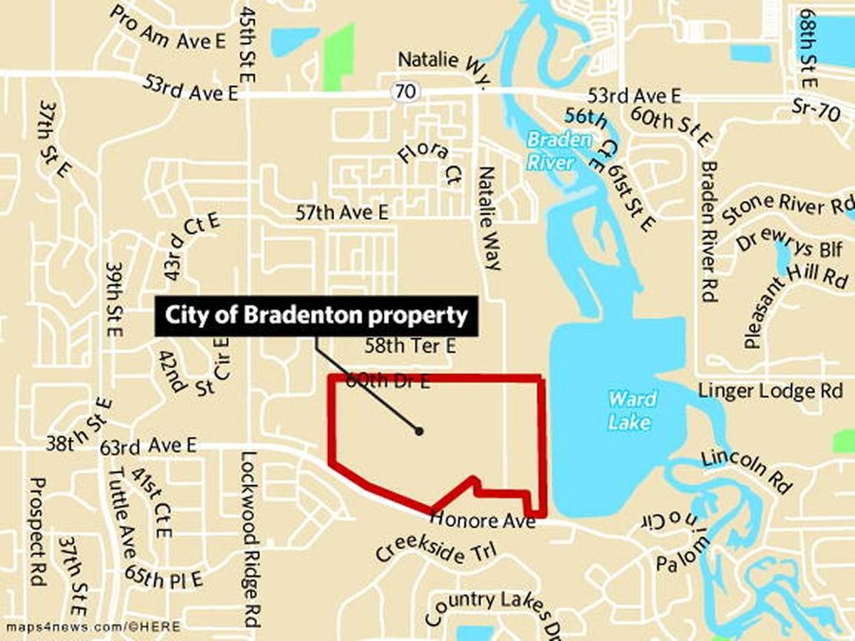 The plot of land that the City of Bradenton wants to rezone as residential.