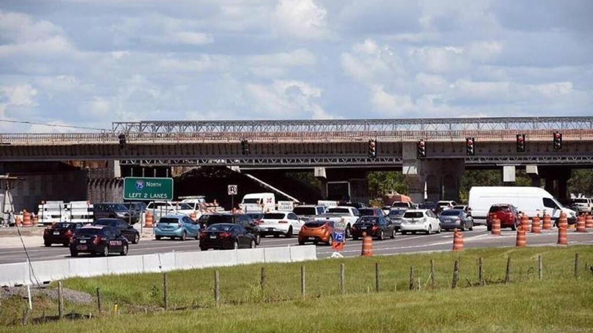 Work continues on the Interstate 75/University Parkway Diverging Diamond Interchange, which is expected to be done in time for the 2017 World Rowing Championships.