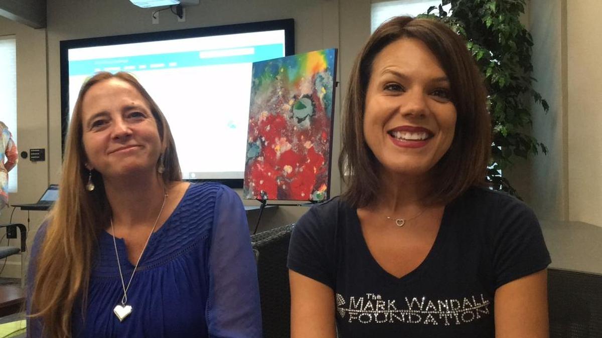 Melissa Wandall, right, founder of the Mark Wandall Foundation, and foundation employee Wendy Orlando, attended the 24-hour Giving Challenge party hosted by the Manatee Community Foundation on Tuesday night.