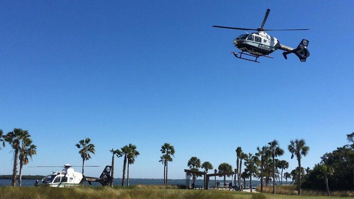 Three children had to be airlifted to Johns Hopkins All Children’s Hospital in St. Petersburg after the canoe they were on with their two fathers capsized in Sarasota Bay on Sunday.