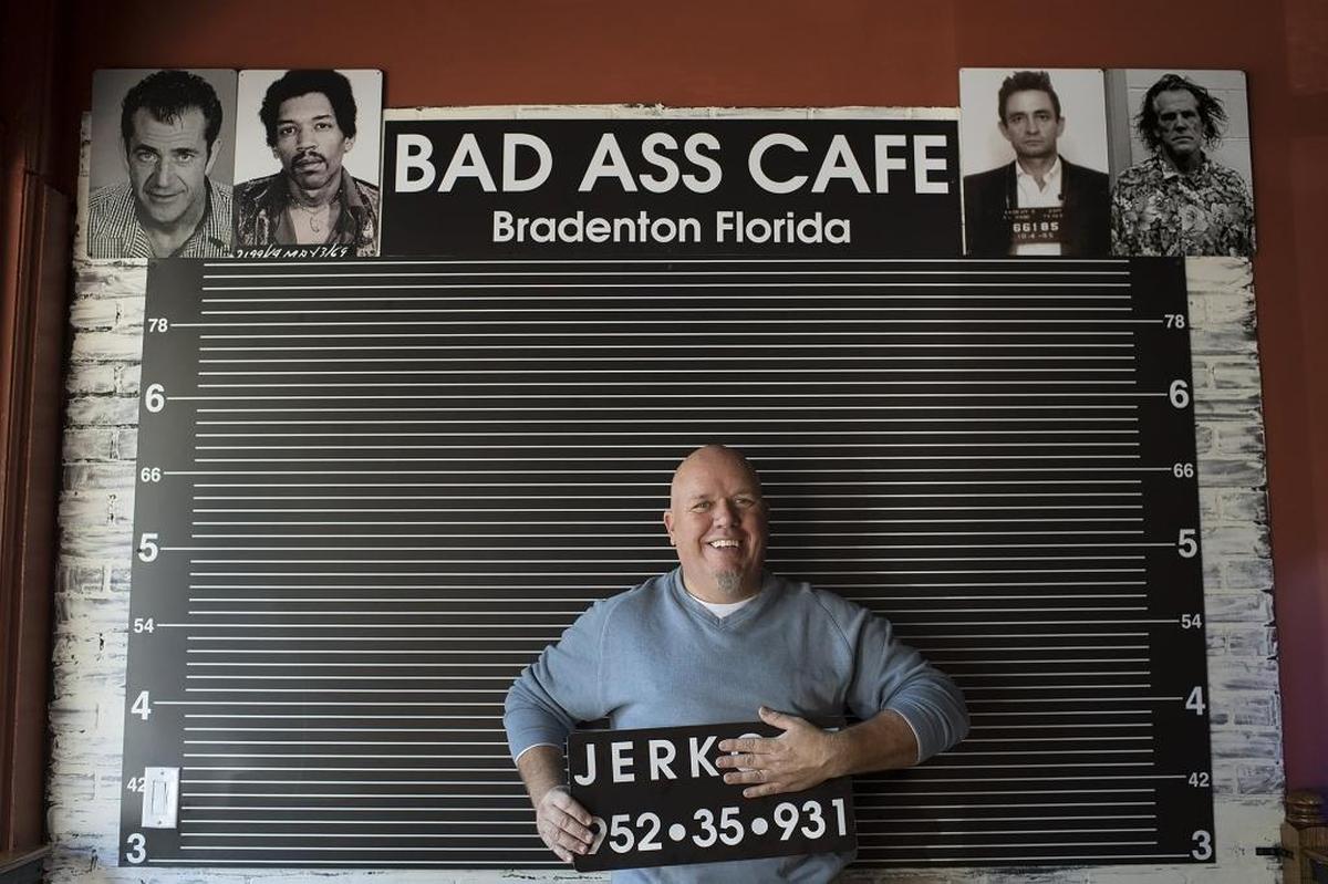 Thomas Stynes, owner of the Bad Ass Cafe on Old Main Street in Bradenton, Tuesday.