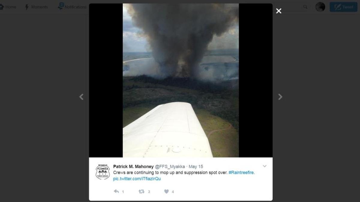 A photo of the Raintree fire on Monday afternoon.
