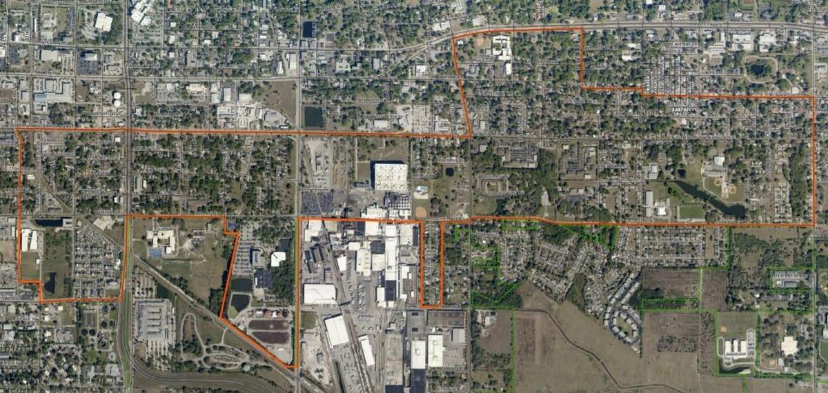The orange line represents the boundaries of the Central Community Redevelopment Agency’s Washington Park community. Police say crime is largely around the borders along the main traffic corridors.