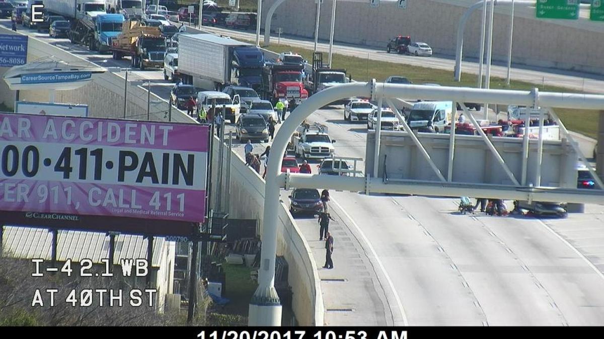 A crash on I-4 near mile marker 2 has blocked all westbound lanes Monday morning. Commuters are asked to avoid the area.