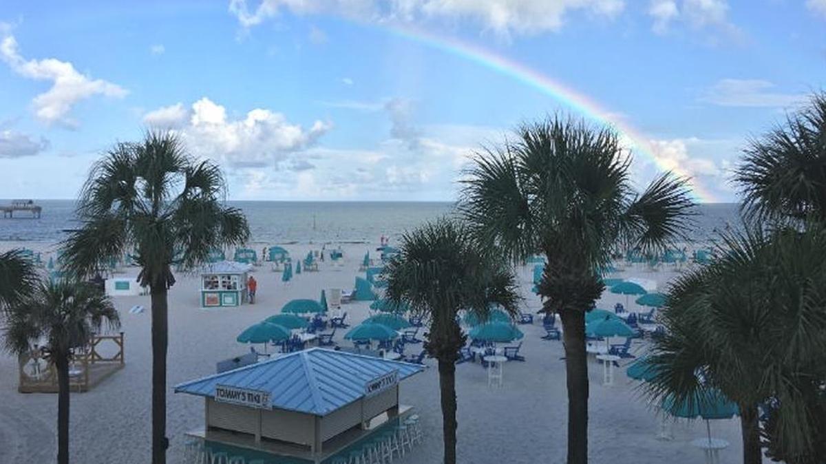 A rainbow over Clearwater Beach after a brief shower.