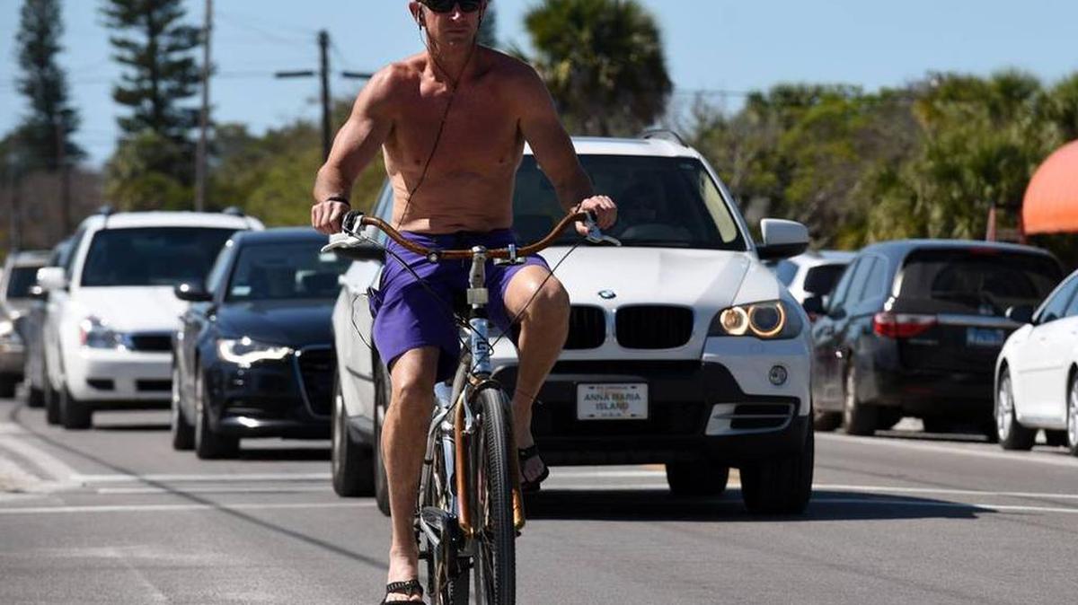 A cyclist pedals down Gulf Drive on the north end of Anna Maria Island in this file photo. Officials want an Anna Maria Island shared-use non-motorized trail.