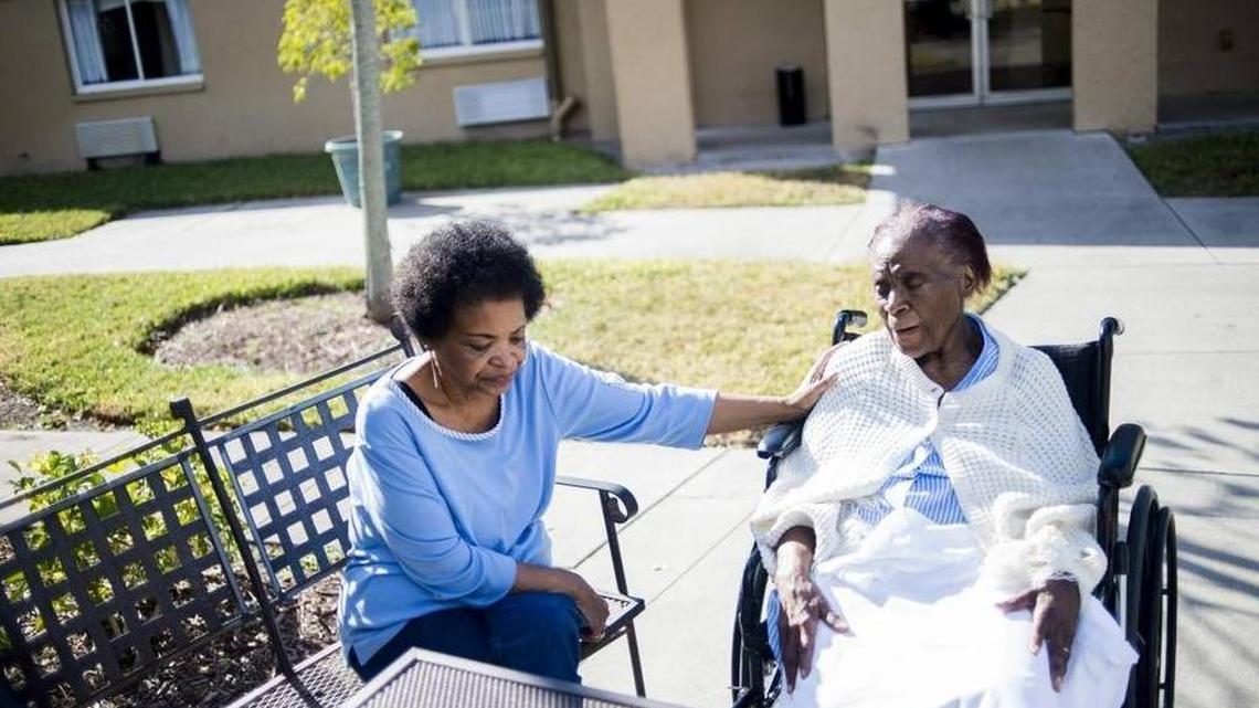 Willie Davis, 71, visits with her mother, Aliene Cox, 91, at the Bradenton Health Care Facility on Wednesday afternoon, Nov. 23, 2016, in Bradenton. After being told she had to move out, Cox, who suffers from Alzheimers and diabetes, spiraled out of her relatively stable health.
