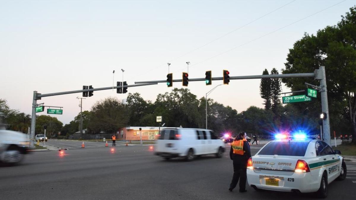 The intersection where a pedestrian was struck and killed early Thursday in Palmetto.