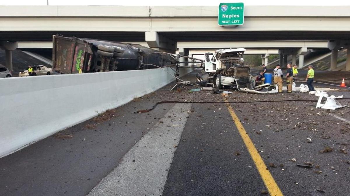 A semitrailer fell from the Interstate 75 overpass to Fowler Avenue while attempting to avoid a collision Jan. 4. The driver of the semitrailer was later cited for using a cell phone while driving.