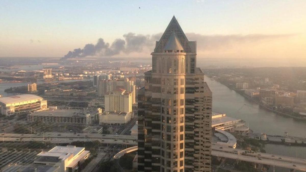 Firefighters in Tampa were battling a large fire Friday afternoon at Trademark Metals. Smoke billows from the site in an image captured by Bay News 9 viewer Donald Mihokovich.