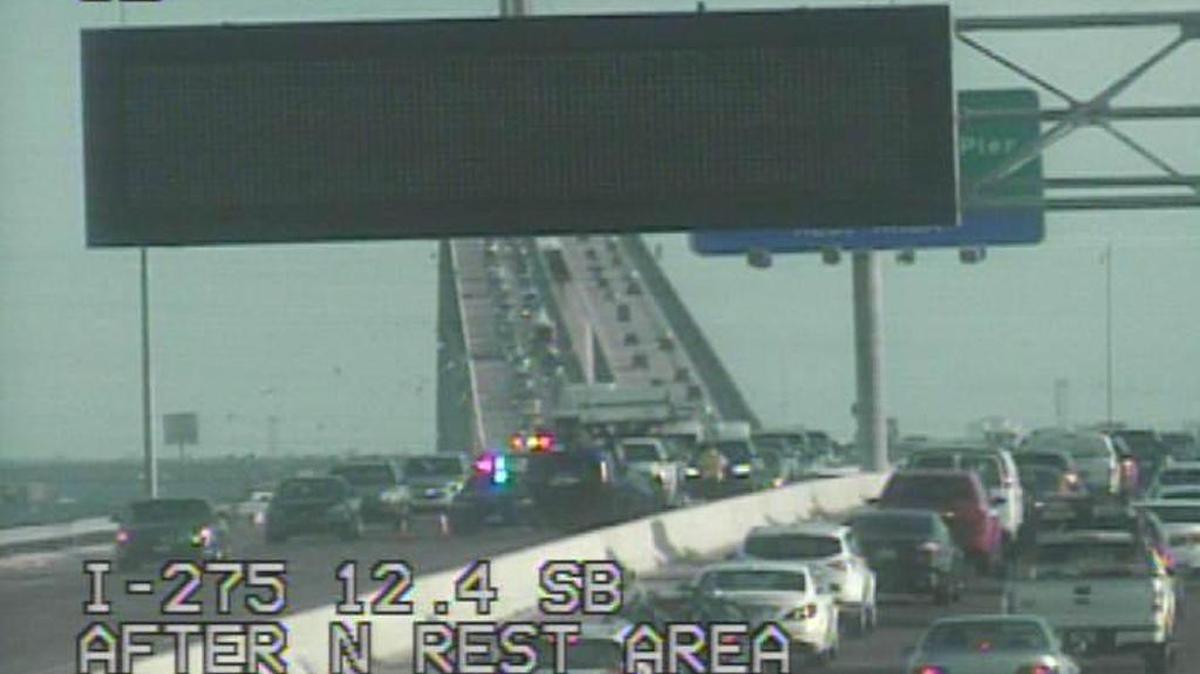 A crash on the Pinellas side of the Sunshine Skyway Bridge is severely impacting northbound traffic Tuesday afternoon.