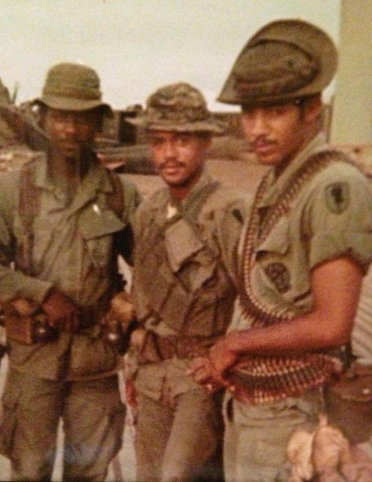 Tony Morton, right, is shown with some of his friends in the 7th Squadron of the 17th Air Cavalry during the Vietnam War.