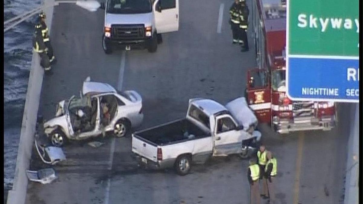 The southbound lanes of the Sunshine Skyway Bridge have been closed due to a fatal crash. Access to the bridge is blocked in south St. Petersburg.