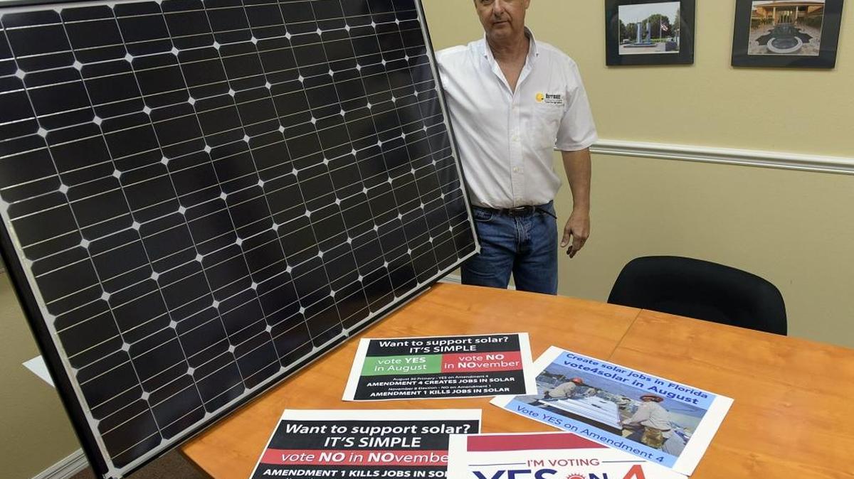 In this file photo, Tom Harriman, of Harrimans, Inc., has been a past president of the Solar Energy Industries Assoc., Florida chapter and is currently a board member. The Florida SEIA backed a bill that won’t be on the ballot this November, which would have allowed third-party vendors to sell up to 2 megawatts of solar power to consumers and increase competition and choice within the solar market.