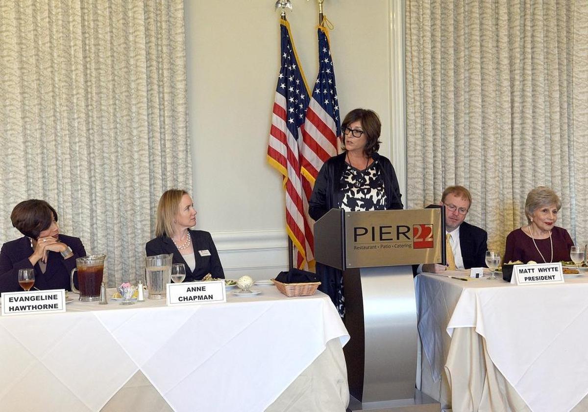 Lee Epting discusses harassment in the workplace and how to remedy the issue at the monthly Tiger Bay Club Meeting Thursday.