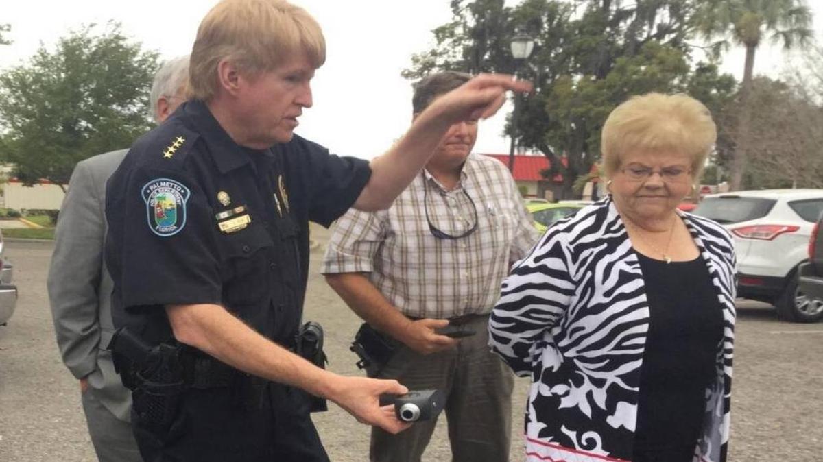 Palmetto Police Chief Scott Tyler, Mayor Shirley Groover Bryant and other officials get an idea of what various sounds create certain decibel levels earlier this year as the city has struggled to finalize an enforceable noise ordinance.