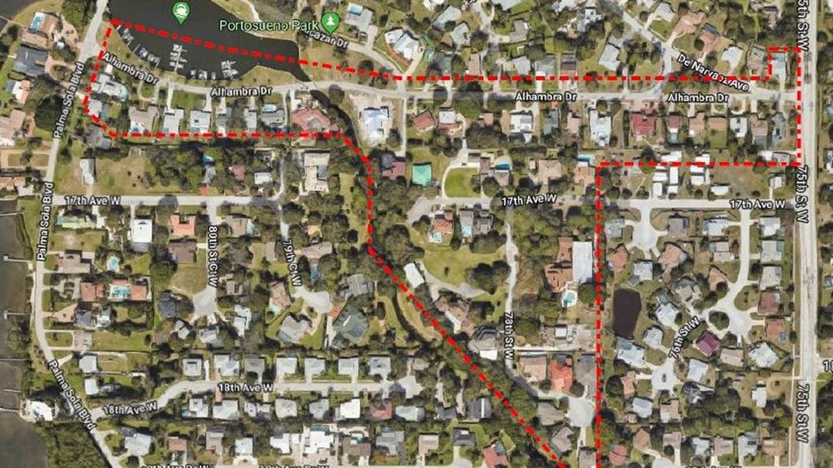 Some Palma Sola residents outlined in this map have been advised to boil their water until further notice.