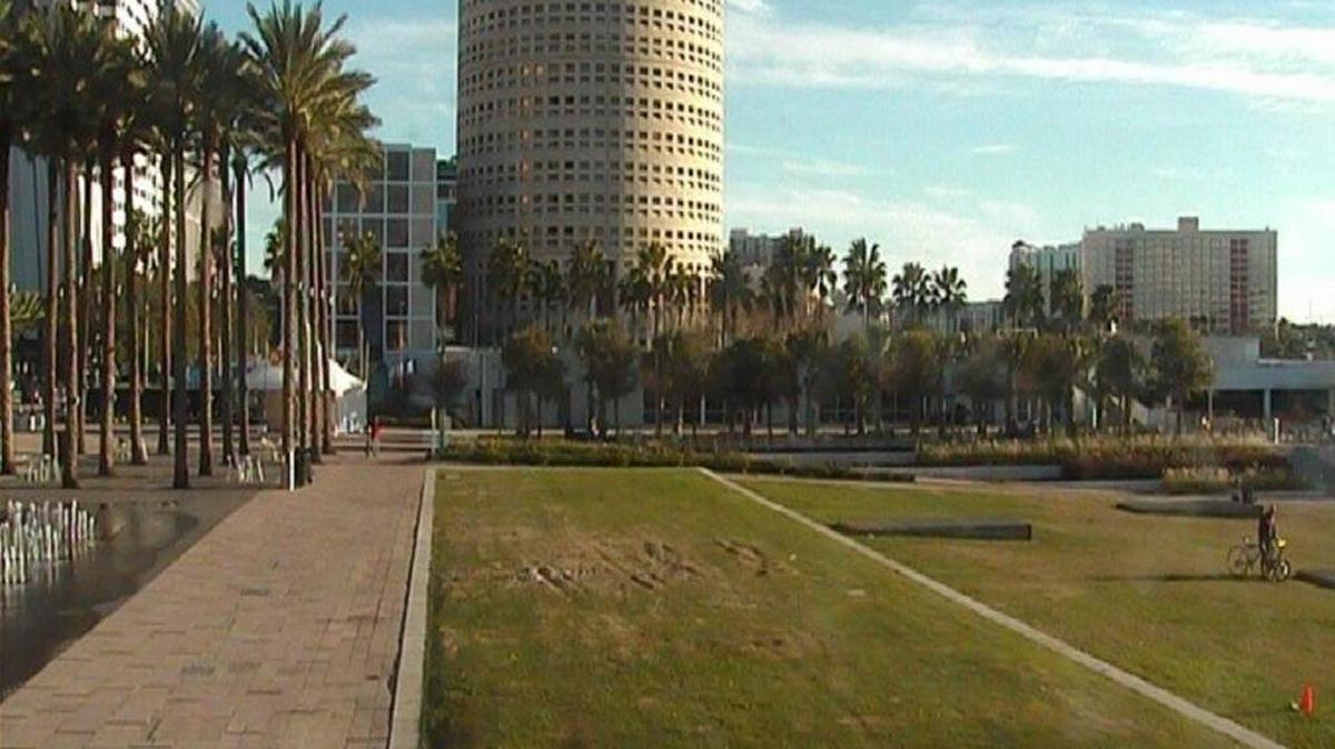 Despite sunshine returning to the area, it will remain cool with high temperatures in the low to mid 60s this afternoon. (Downtown Tampa at Curtis Hixon Park)