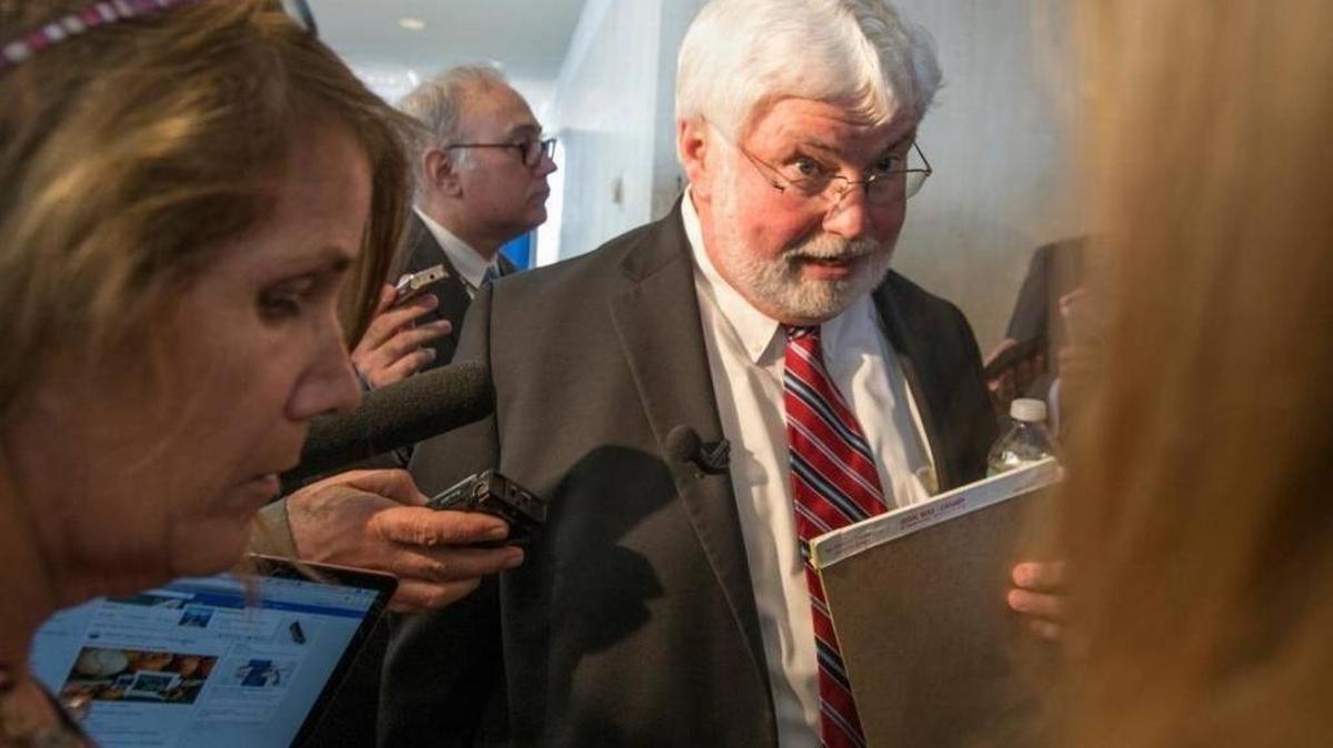 Sen. Jack Latvala, R-Clearwater, fields additional questions from reporters at the Capitol after leaving the podium at the Florida AP Legislative Day, Thursday, Nov 2, 2017.