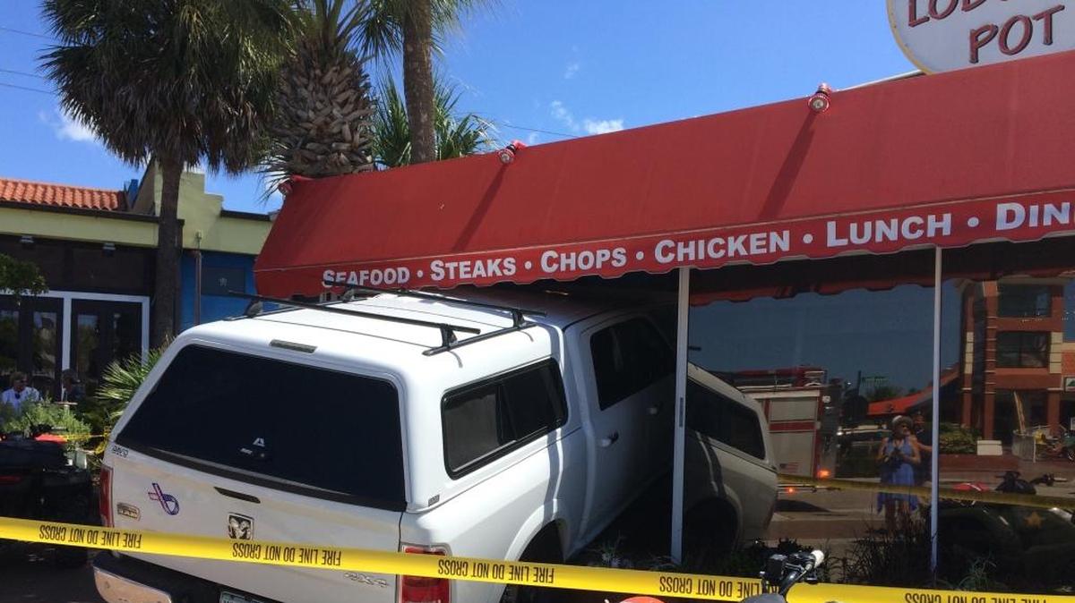 A 2015 Dodge Ram crashed into the Lobster Pot restaurant on Siesta Key on the Fourth of July after the 62-year-old Pennsylvania man driving had an apparent medical episode.