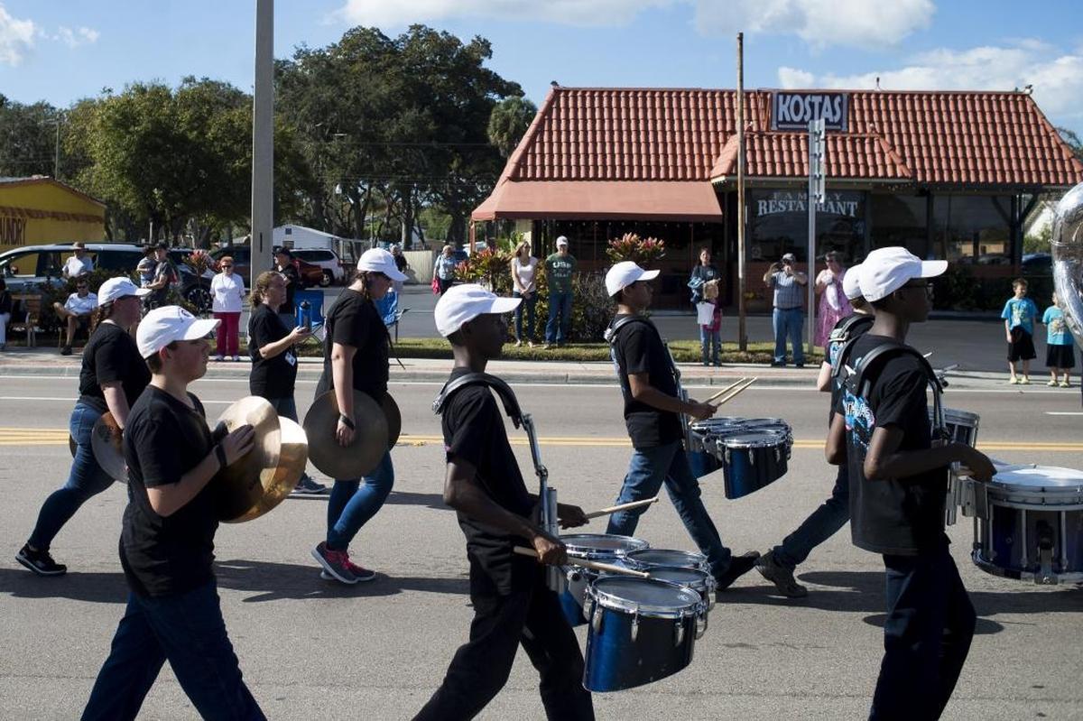 The Southeast High School marching band performs along Eighth Avenue West during a past Dr. Martin Luther King Jr. Parade in Palmetto.