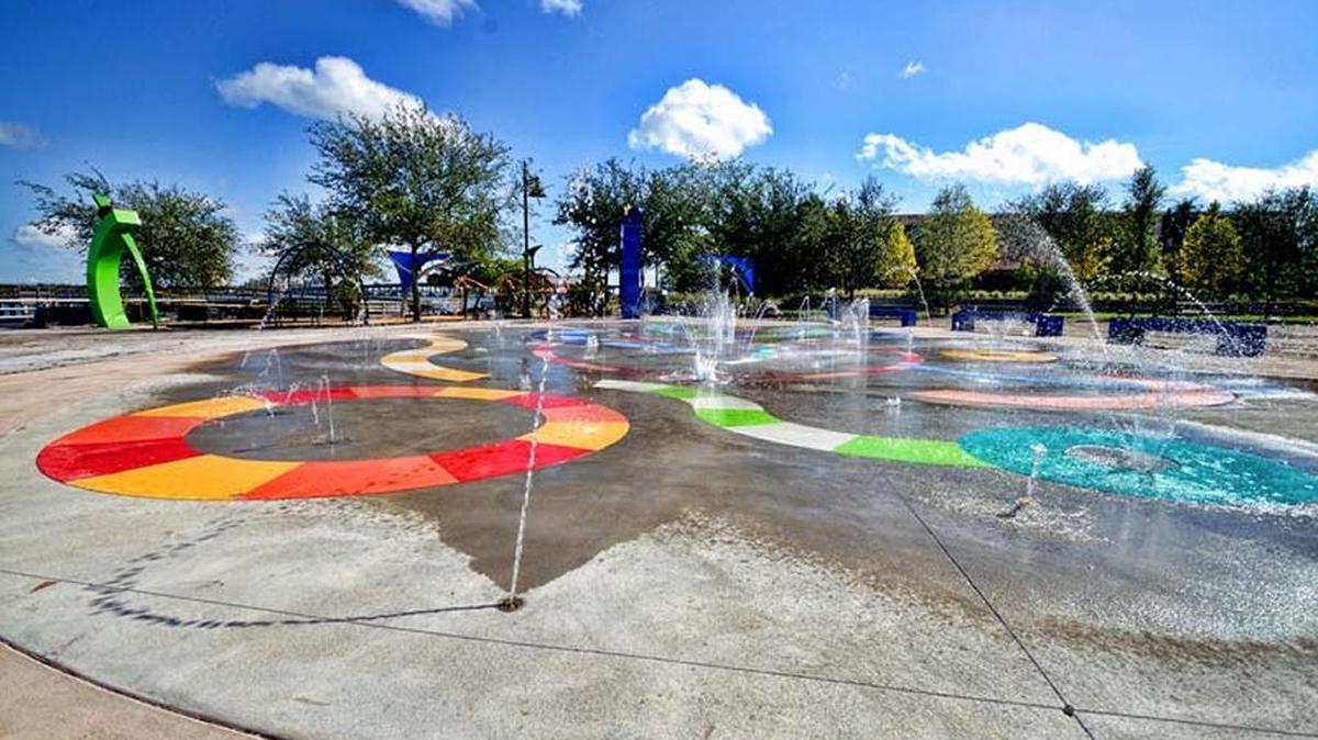 The Splash pad at downtown Bradenton’s Riverwalk.
