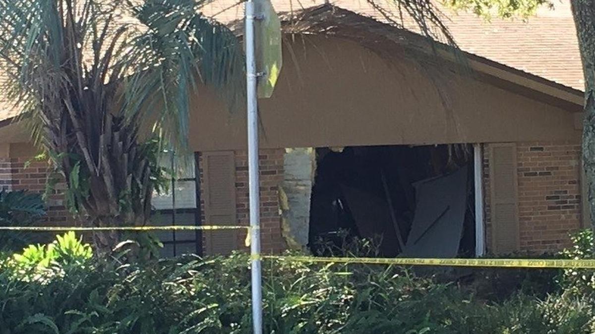 The pickup truck ended up completely inside of the home.