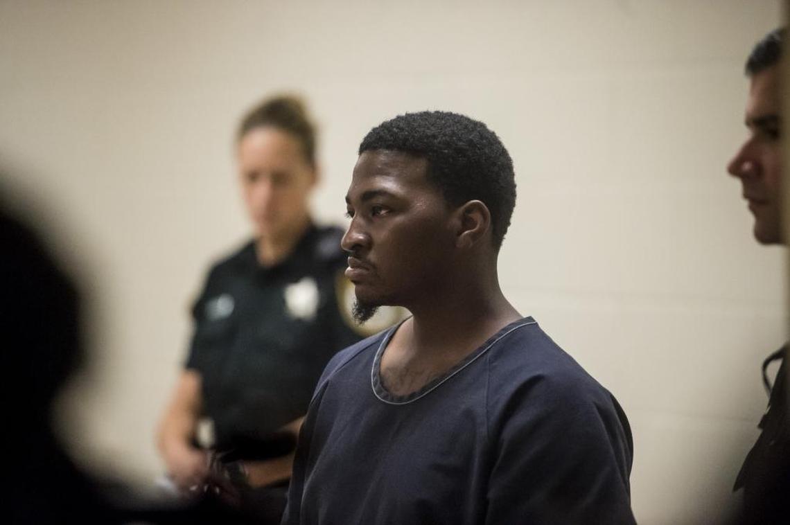 Darryl Hanna Jr., charged with the murders of Zota Beach Resort employees, security guard Kevin Carter, 51, of Bradenton and night front desk manager Timothy Hurley, 59, appears on camera in front of the judge on Thursday afternoon at the Manatee County Jail in Palmetto.