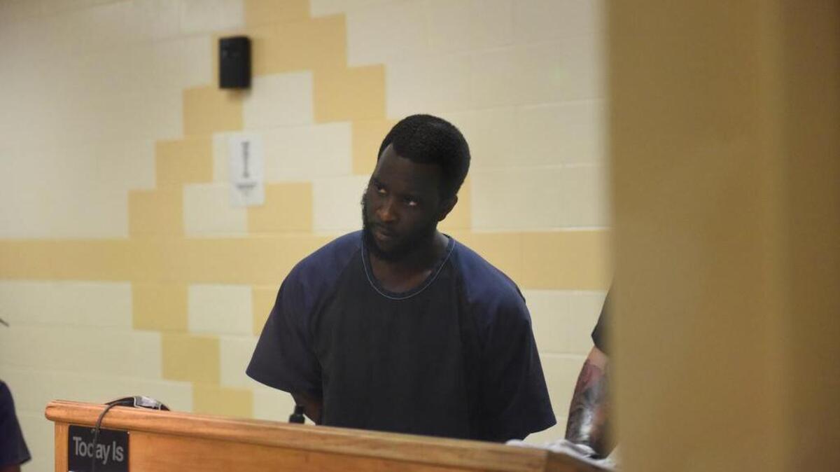 Lamont Houston at first appearance at the Manatee County jail on Sept. 23. Houston was arrested Thursday on child abuse charges that include impregnating a middle school student.