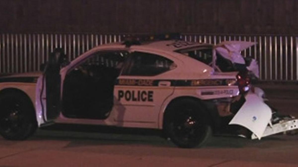 For the second straight day, a Miami-Dade officer has been injured after another car rear-ended a police cruiser, this time in West Kendall.