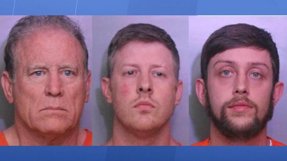 From left: Robert Carr, 66, Brandon Byars, 37, and Logan Sebring, 24, were arrested Thursday.