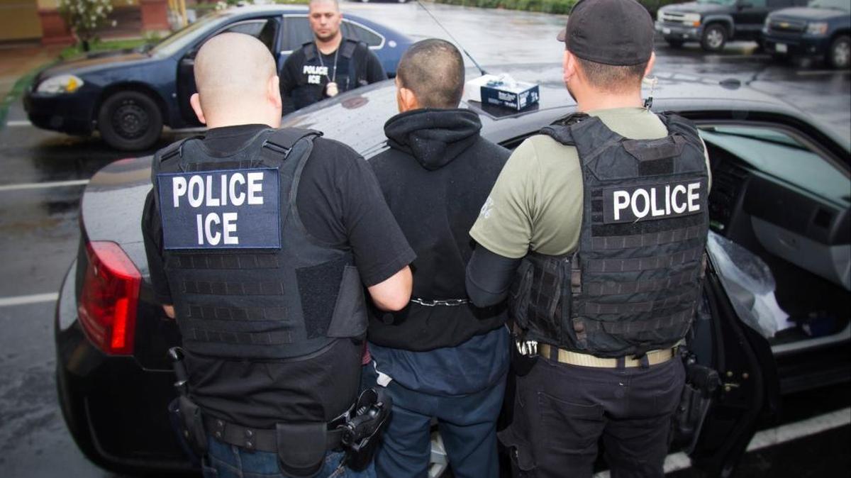 In this Tuesday, Feb. 7, 2017, photo released by U.S. Immigration and Customs Enforcement, foreign nationals are arrested during a targeted enforcement operation conducted by U.S. Immigration and Customs Enforcement (ICE) aimed at immigration fugitives, re-entrants and at-large criminal aliens in Los Angeles. Advocacy groups said that Immigration and Customs Enforcement officers are rounding up people in large numbers around the country, with roundups in Southern California being especially heavy-handed, as part of stepped-up enforcement under President Donald Trump.