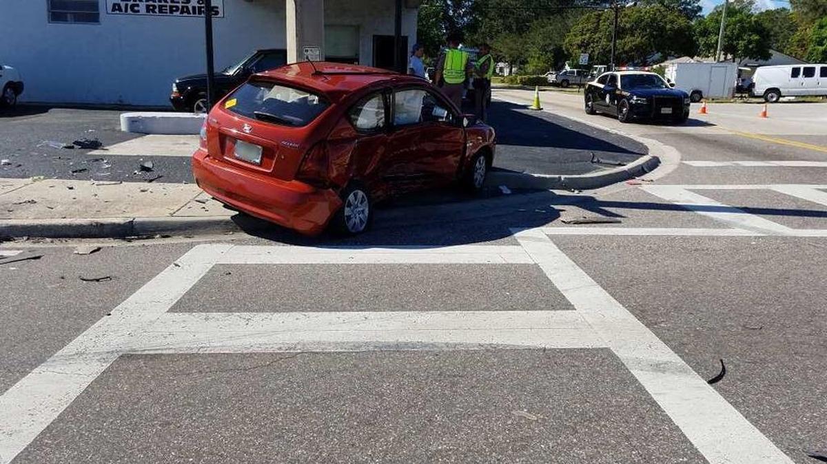 The driver of a Hyundai Accent was left in critical condition after being struck by a car that fled the scene seconds later.