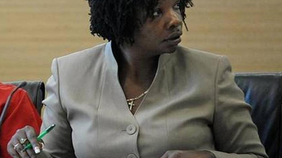 Attorney Terra Carroll represents a client during a trial.
