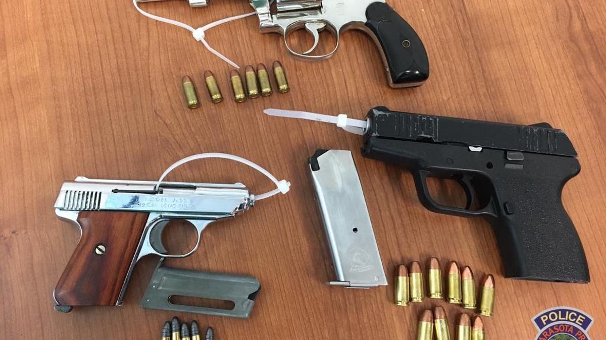 These firearms were found with a convicted felon from Sarasota, according to the Sarasota Police Department.