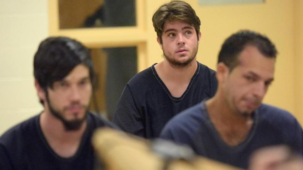 Jacob Brian Harris, pictured during his first appearance at the Manatee County jail following his 2017 arrest, was convicted of manslaughter with a firearm in the death of 20-year-old Corey Iwanski during a drug deal.