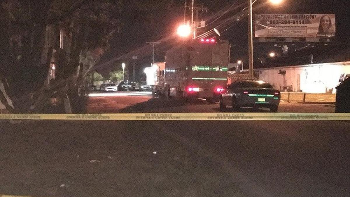 The Polk County Sheriff’s Office has its command post setup just outside a small mobile home park along Peachtree Street in Lakeland. The mobile home park is also blocked off with crime scene tape.