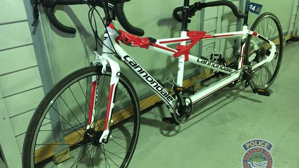 A Sarasota resident found the stolen bike Wednesday afternoon and reported it to police. They are working to return it to the victim who is now back home in Chile.
