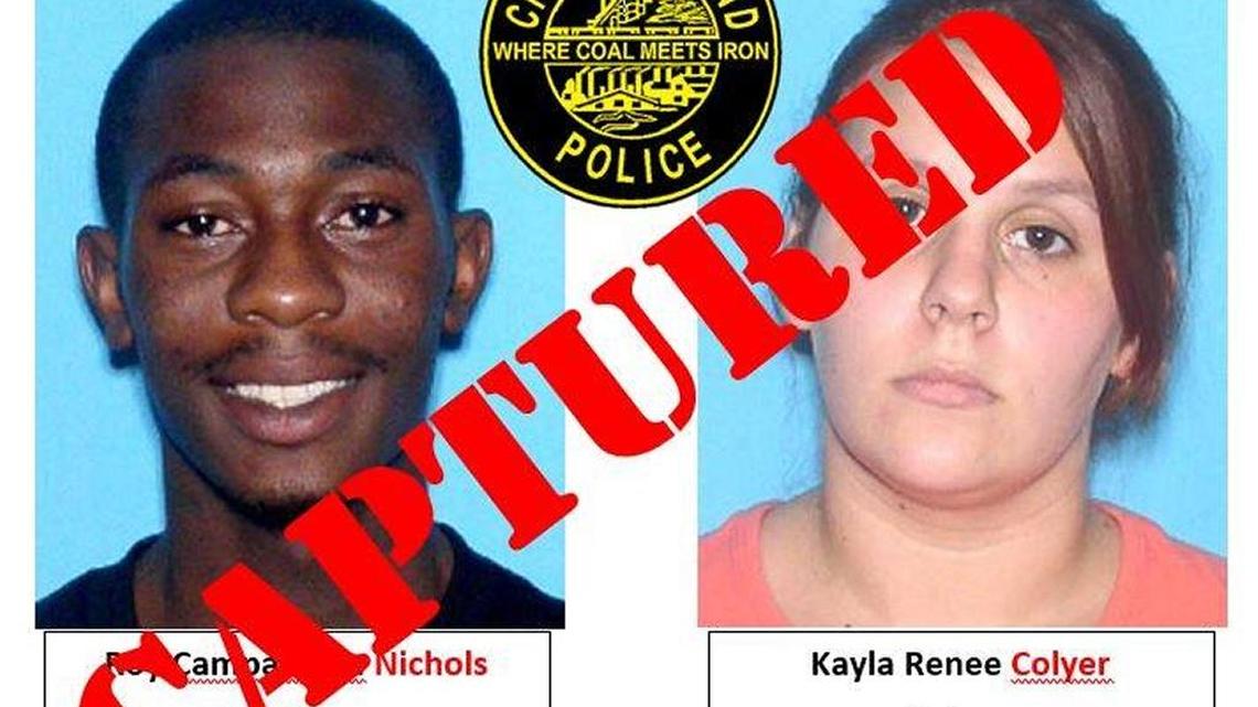 Roy Nichols Jr., 26, and Kayla Colyer, 21, were arrested Saturday morning in West Virginia.