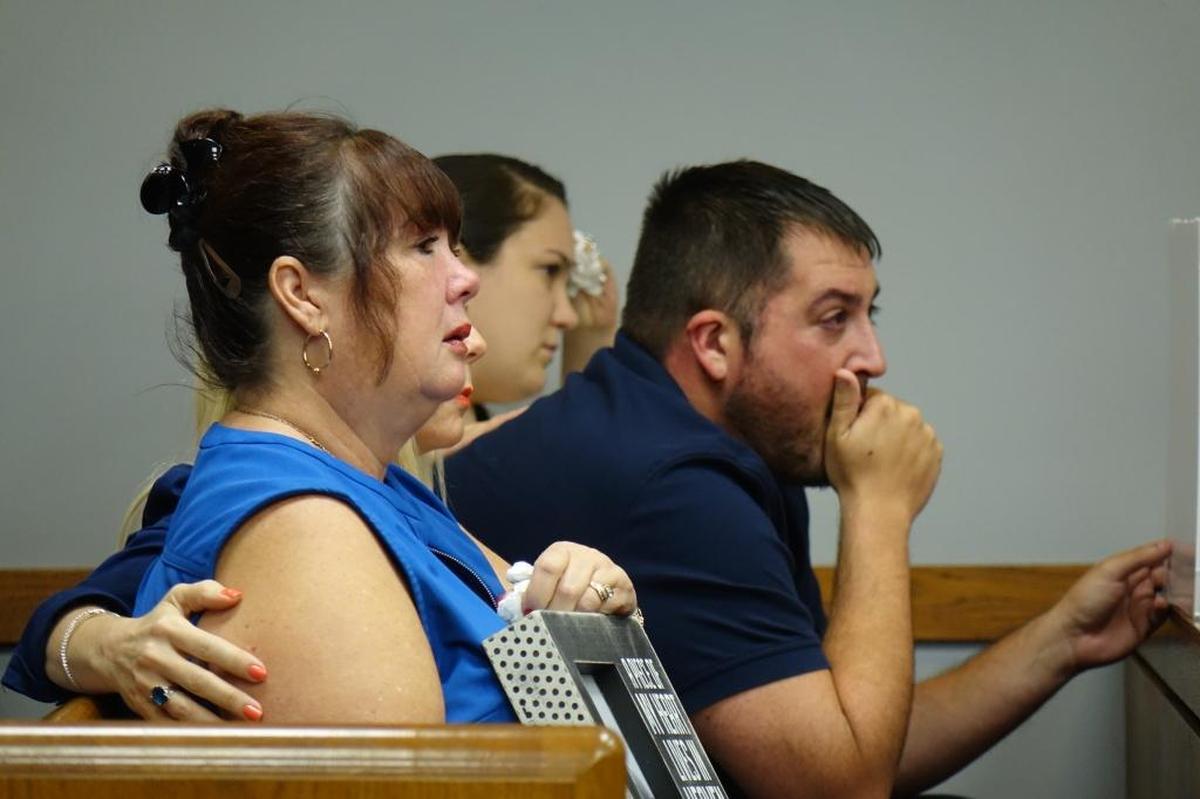 Debbie Perez, left, the widow of cyclist Braulino “Ozzi” Perez, in Miami-Dade court Friday as she watched the sentencing for the teen motorist who killed her husband.