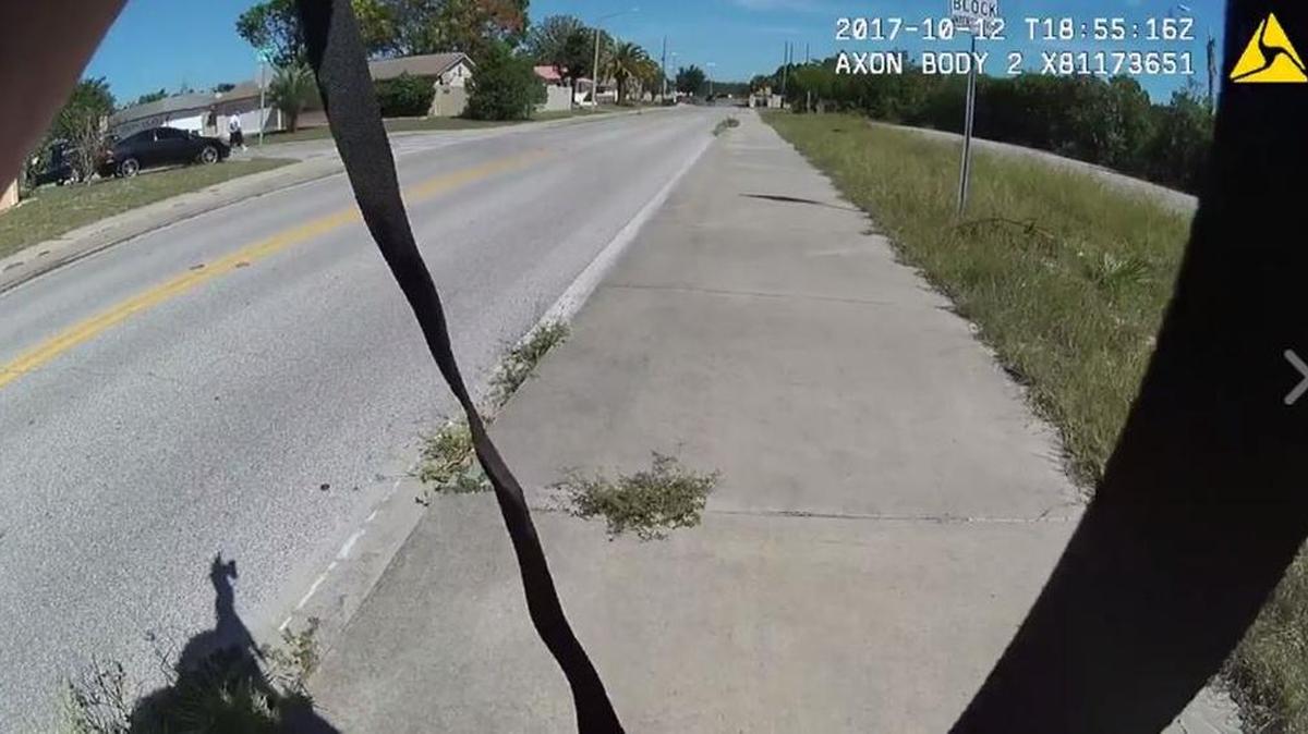Image taken from body camera footage released by the Pasco County Sheriff Office from Thursday’s fatal deputy-involved shooting.