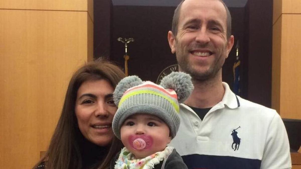 Lewis Bennett, right, has pleaded guilty to involuntary manslaughter in the death of his wife, Isabella Hellmann (shown here with their child).