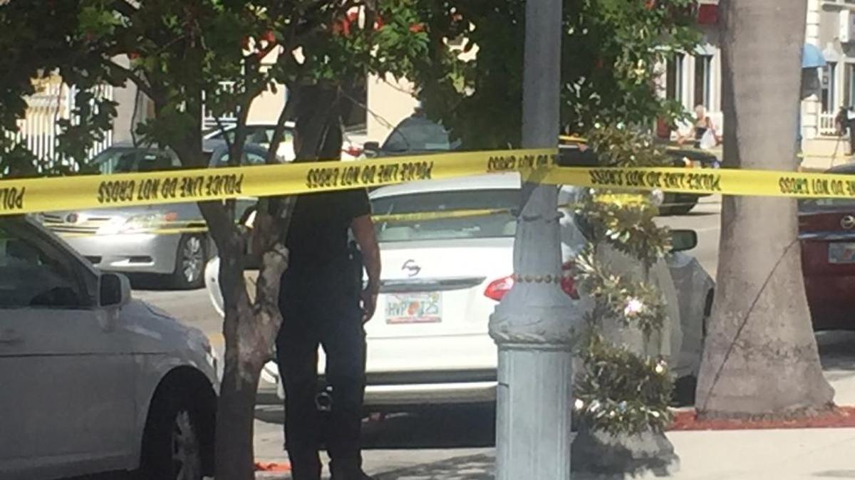 The crime scene next to Hialeah City Hall