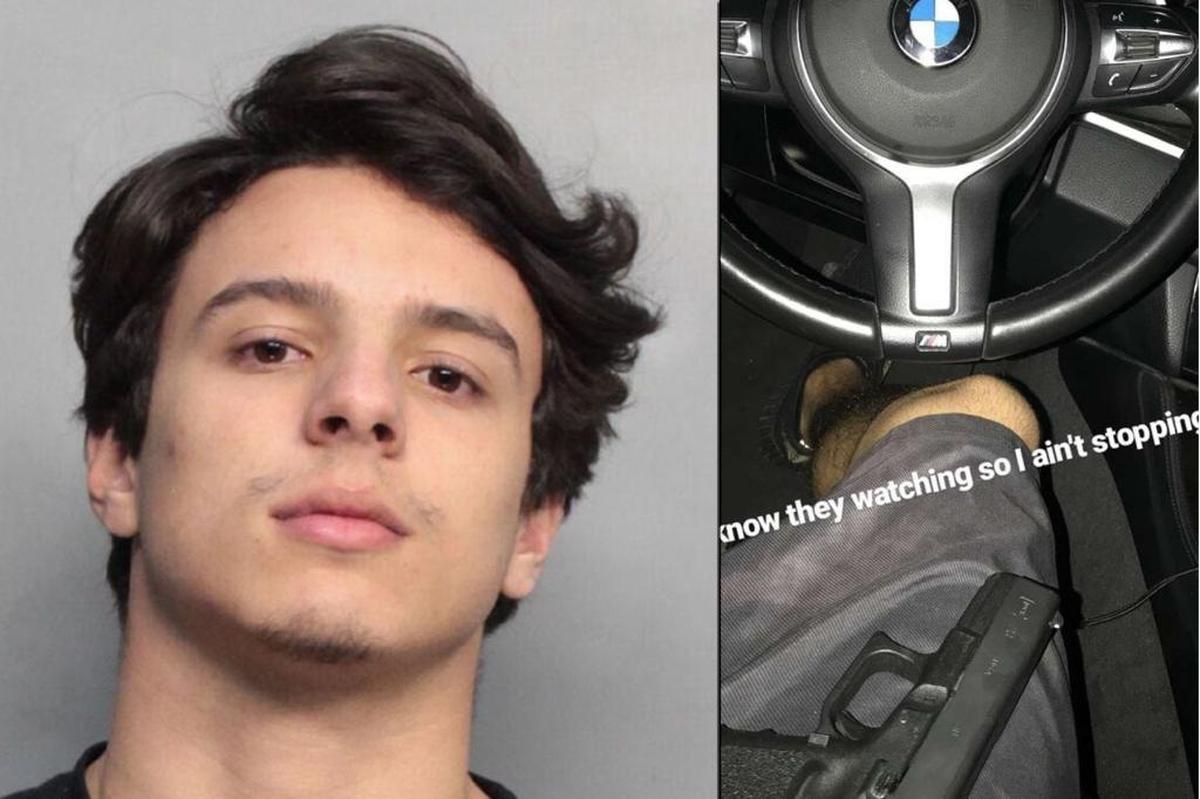 At left, Sean Mesa. At right, a photo allegedly posted to the Mesa’s Snapchat.