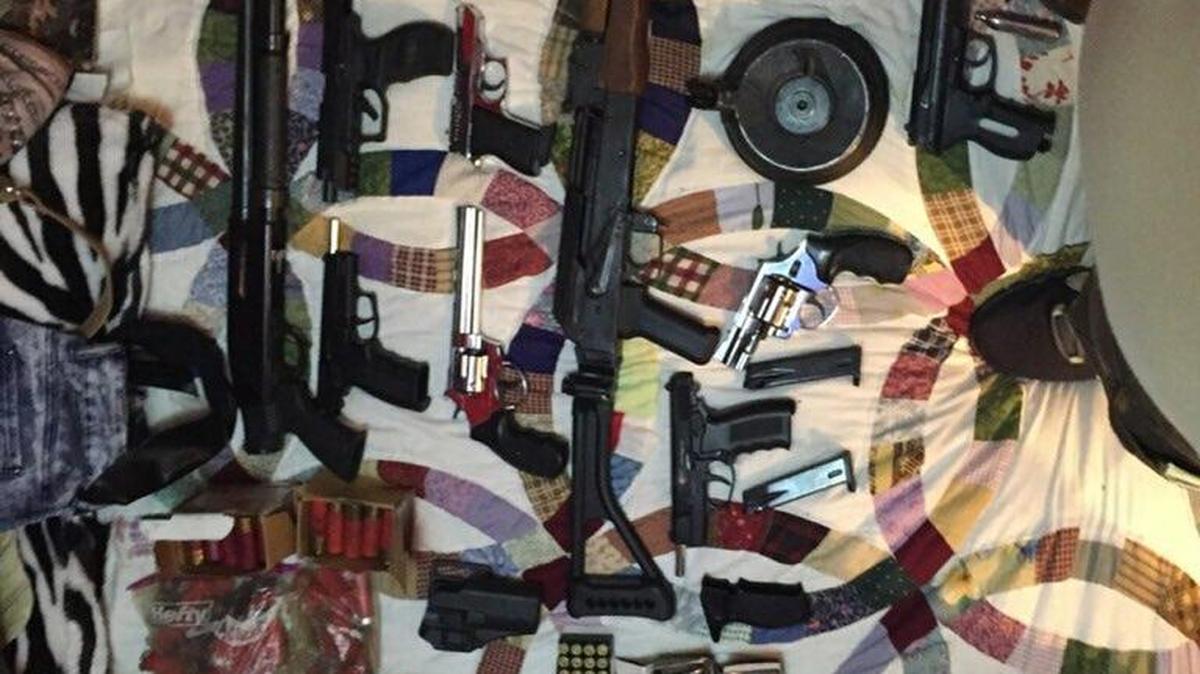 Miami-Dade police said these weapons belonged to Horvin Ruiz, who shot up cars and at people on the Palmetto Expressway Monday morning. They found them in his mother’s nearby apartment.