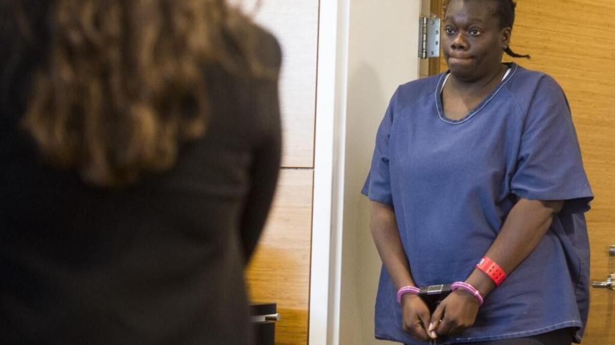 Keishanna Thomas appears in court for a motion to compel evidence on Wednesday afternoon at the Manatee County Courthouse in Bradenton.