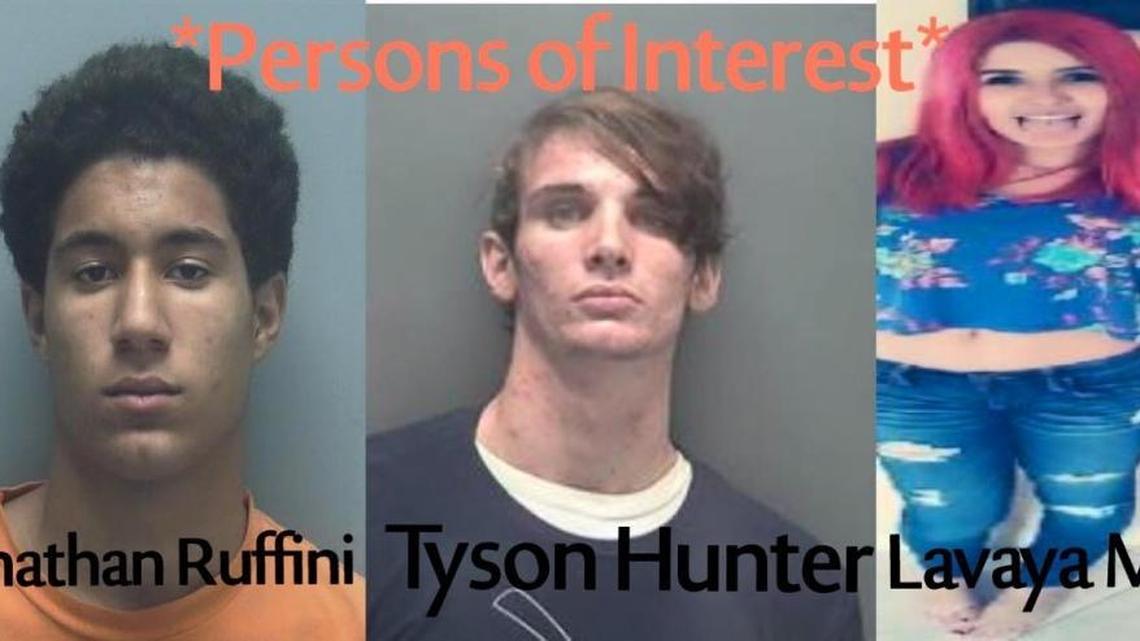 Jonathan Ruffini, 18; Tyson Hunter, 23; and Lavaya May, 14, have been identified as persons of interest in Lee’s disappearance and detectives are looking for them. Detectives are also looking for a 2015 silver Toyota Corolla with Florida tag K303BN in which Lee was last seen Thursday.