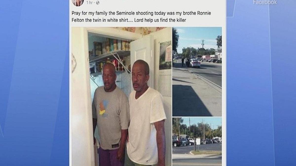 The sister of murder victim Ronald Felton shared this picture of her brother on social media. He is seen in the white shirt. Felton, 60, was shot and killed Tuesday morning in Seminole Heights.
